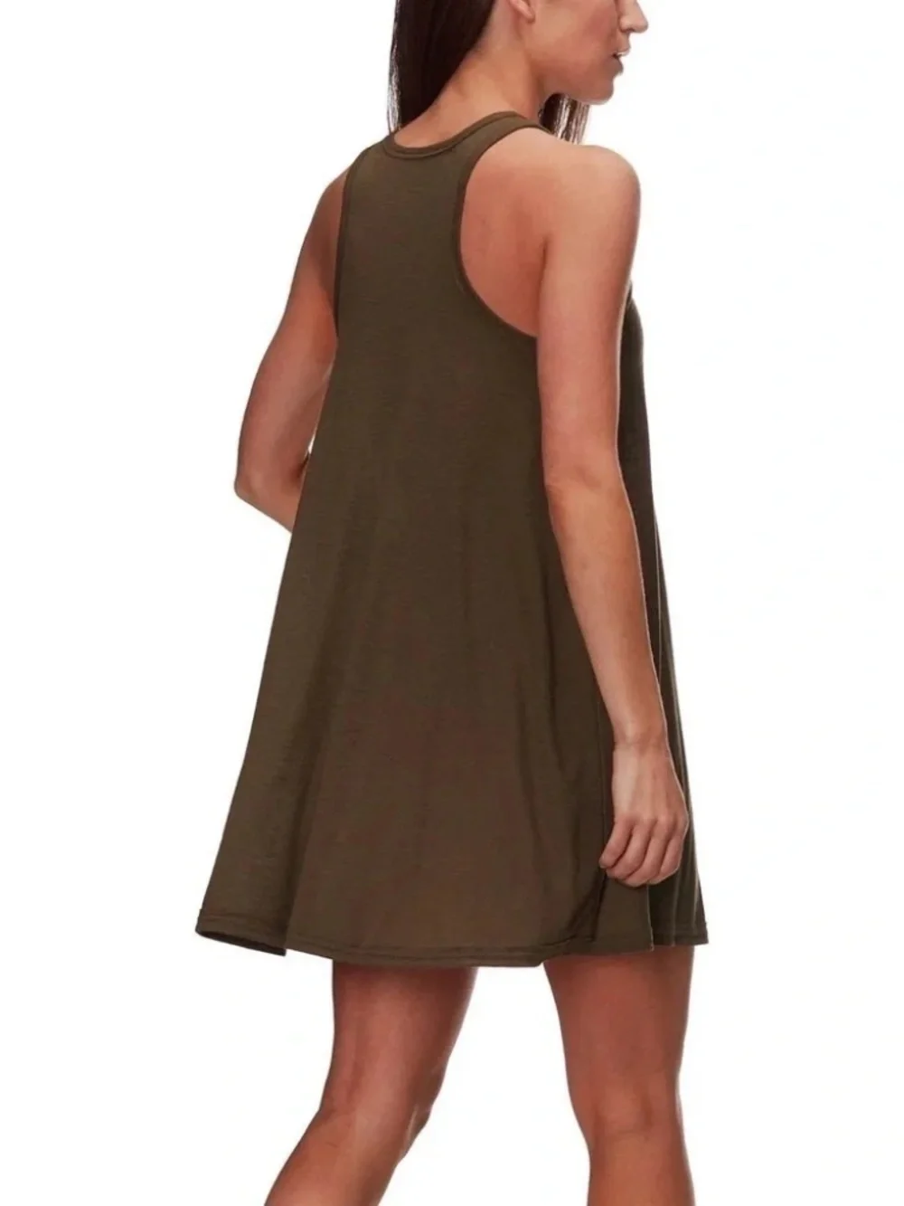 Free People Beach La Nite Tank Dress Ribbed Knit Mini in Army Dark Green Size XS